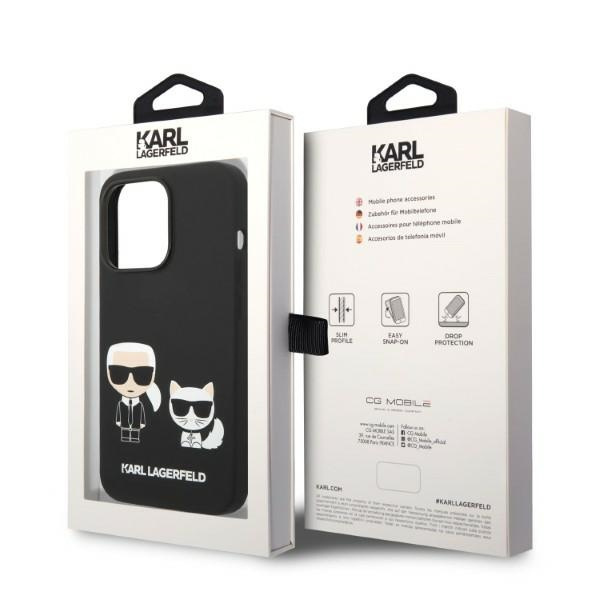 Karl Lagerfeld KLHMP14LSSKCK Apple iPhone 14 Pro hardcase black Liquid Silicone Karl & Choupette Magsafe