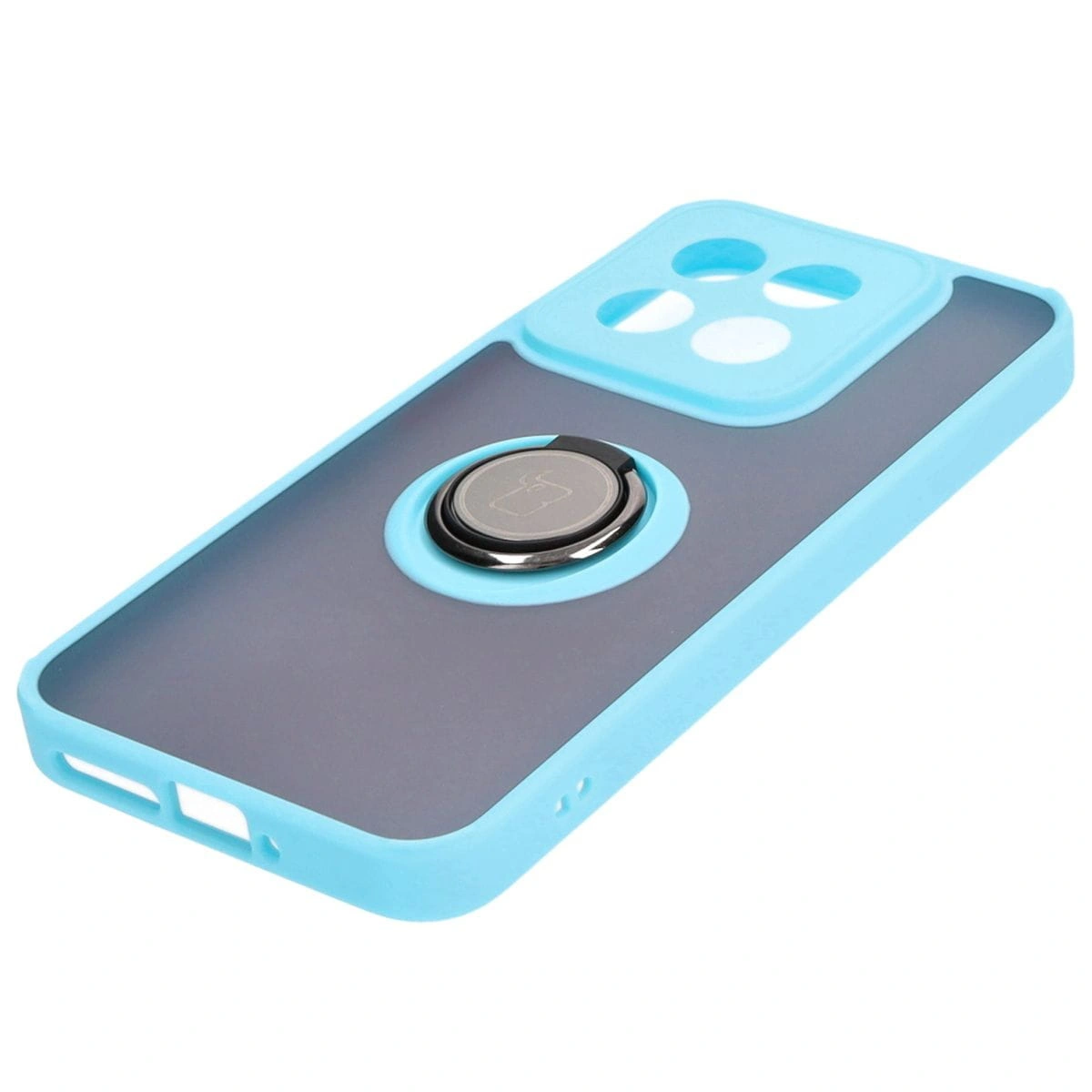Bizon Case Hybrid Ring Xiaomi 14 smoky with a light blue frame