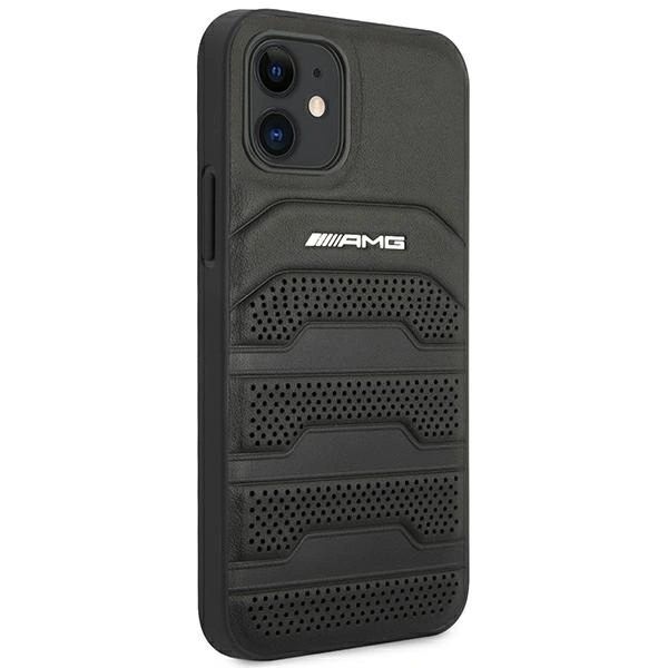 AMG AMHCP12SGSEBK Apple iPhone 12 mini hardcase Leather Debossed Lines black