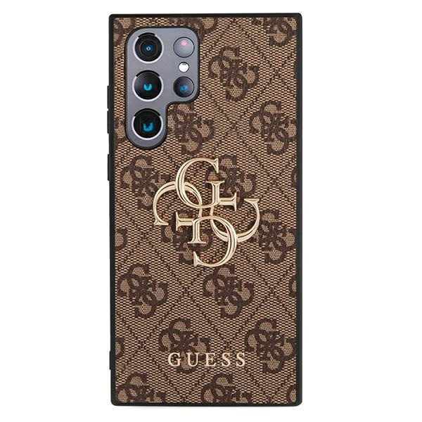 Guess GUHCS22L4GMGBR Samsung Galaxy S22 Ultra brown hardcase 4G Big Metal Logo