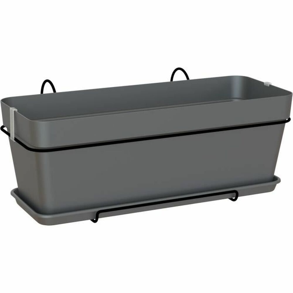 Plant pot with Dish Artevasi Capri v2 Plastic For hanging on the balcony 50,2 x 28,5 x 20,7 cm Anthracite