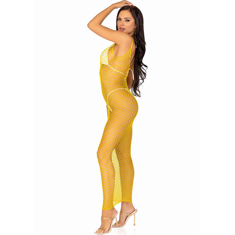 LEG AVENUE - LONG NET DRESS YELLOW ONE SIZE