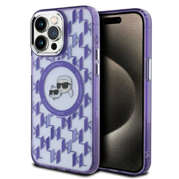Karl Lagerfeld KLHMP15LHMCKMHU Apple iPhone 15 Pro IML Monogram Karl&Choupette Head MagSafe purple