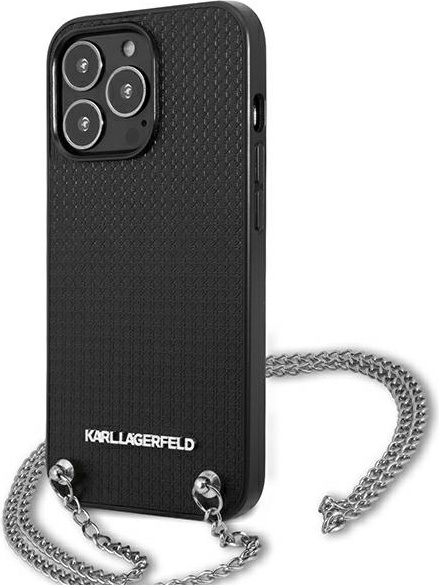 Karl Lagerfeld KLHCP13XPMK Apple iPhone 13 Pro Max hardcase black Leather Textured and Chain