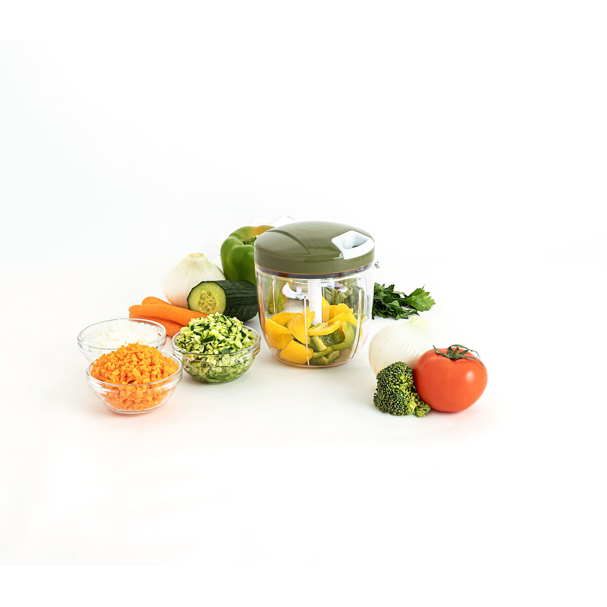 Manual mini chopper with pull cord Quid Naturalia Green Metal 12,5 x 14 cm Manual Manual mini chopper with pull cord Quid Naturalia Green Metal 12,5 x 14 cm Manual