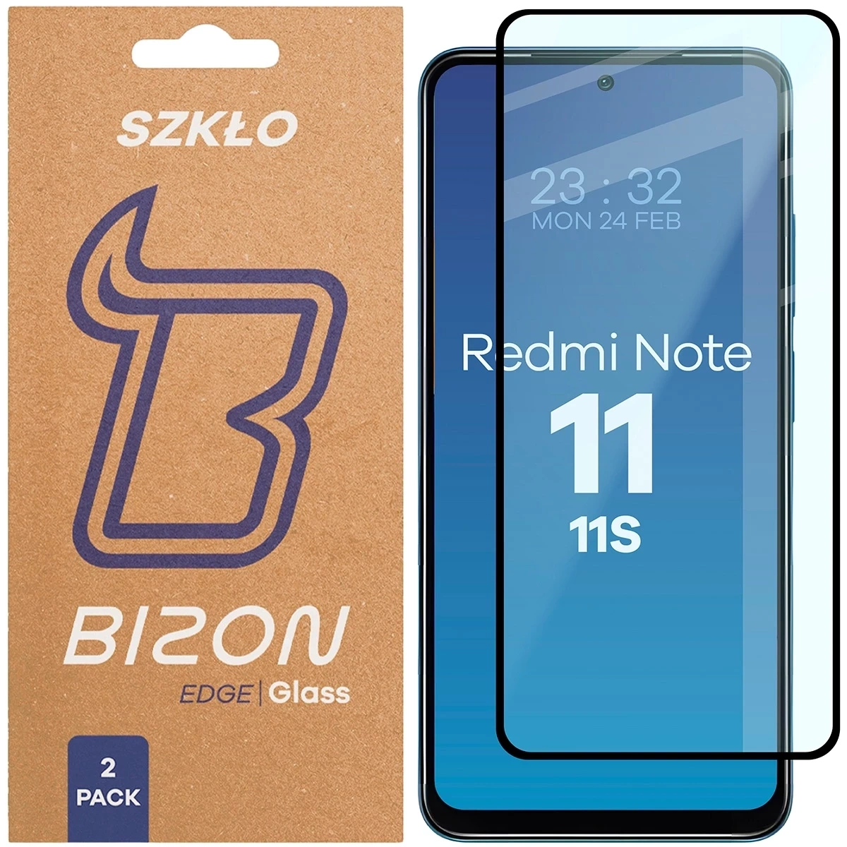 Szkło hartowane Bizon Glass Edge Duo do Xiaomi Redmi Note 11 / 11S 4G czarna ramka [2 PACK]