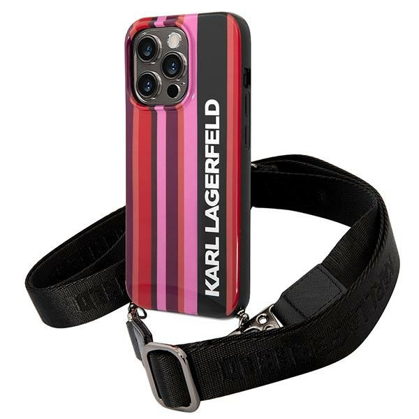 Karl Lagerfeld KLHCP14LSTSTP Apple iPhone 14 Pro hardcase pink Color Stripes Strap